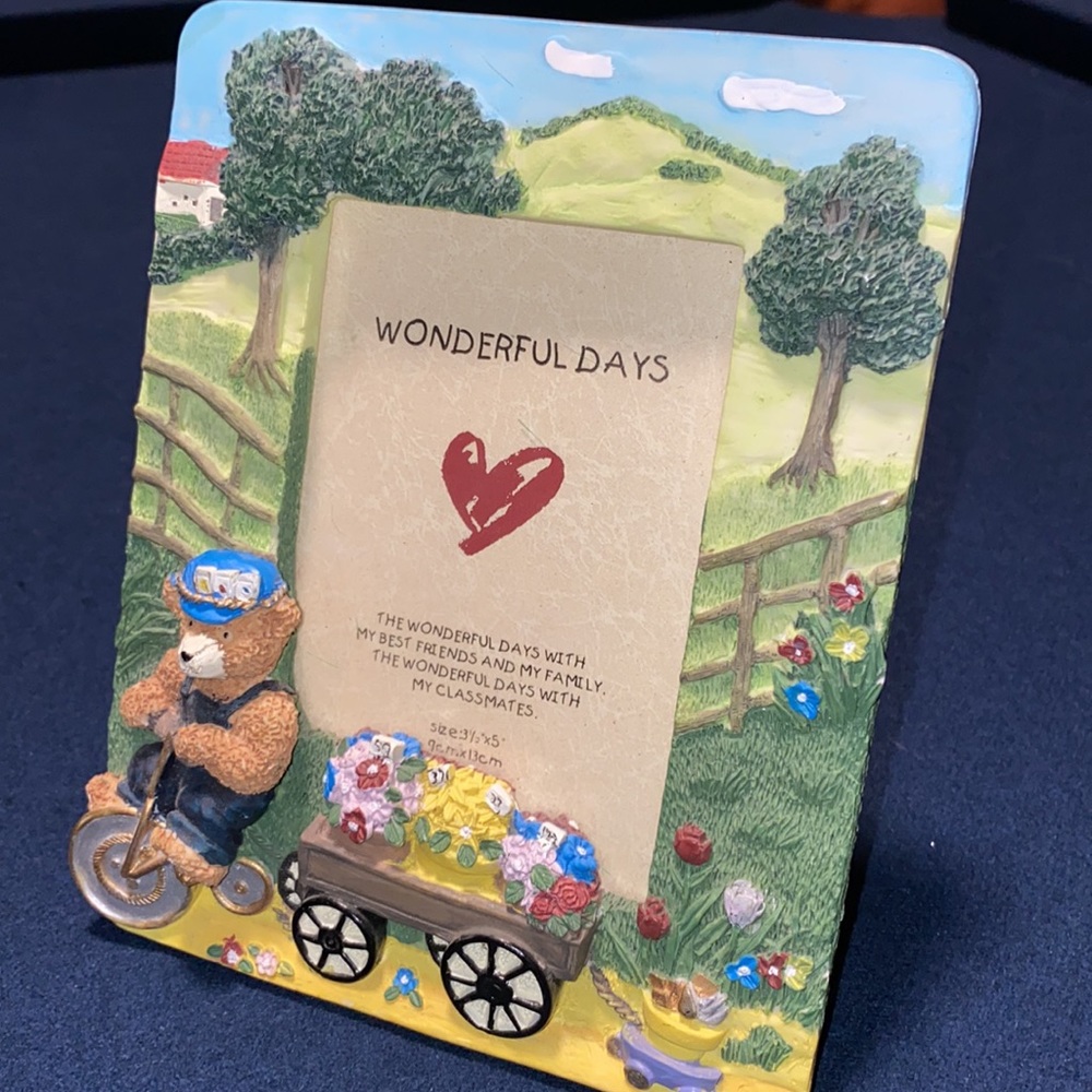 Bear and Flower Cart 3 Dimensional Picture Frame
